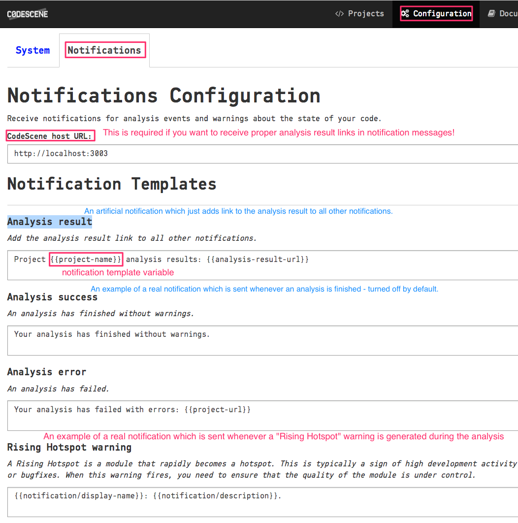 Example of notification templates config