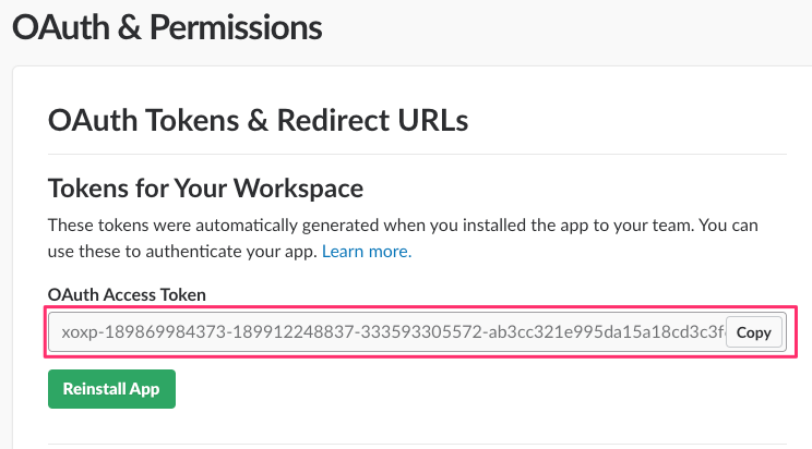 Access token after Slack application is installed