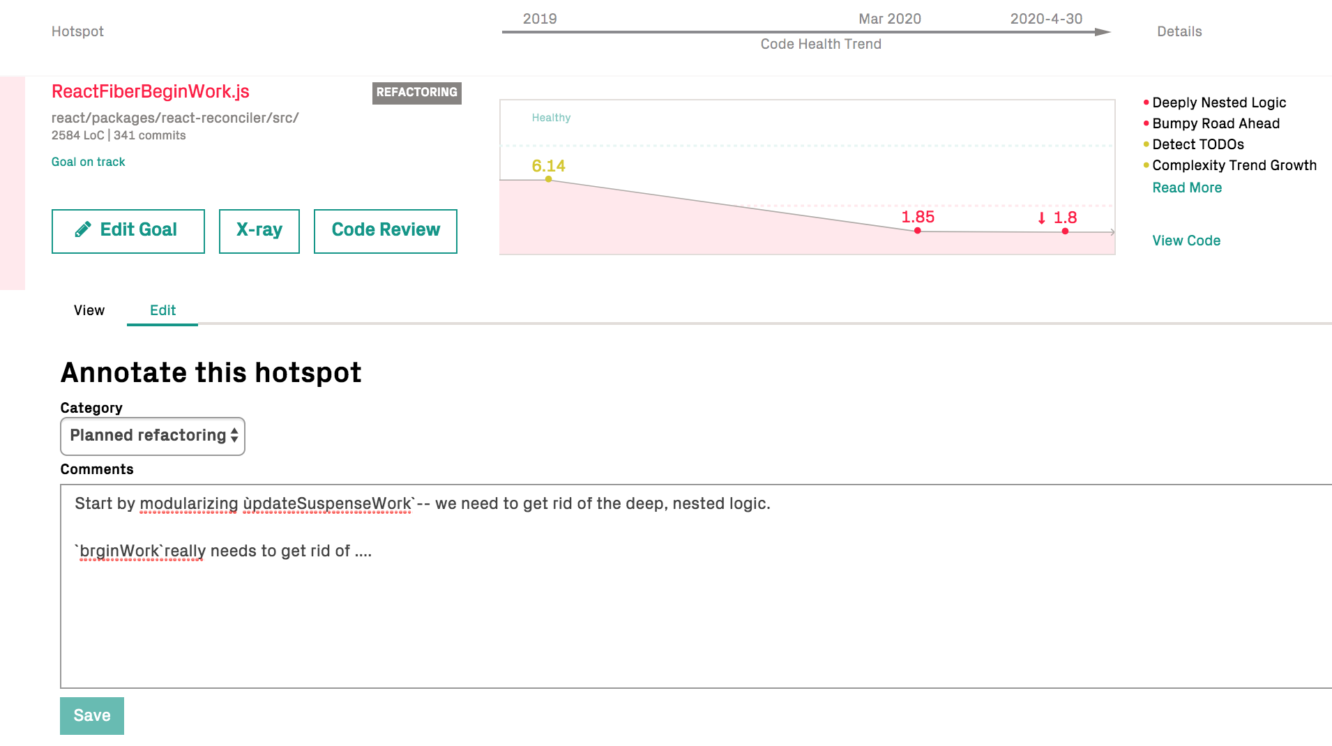 Act on the hotspots by inspection and planning goals