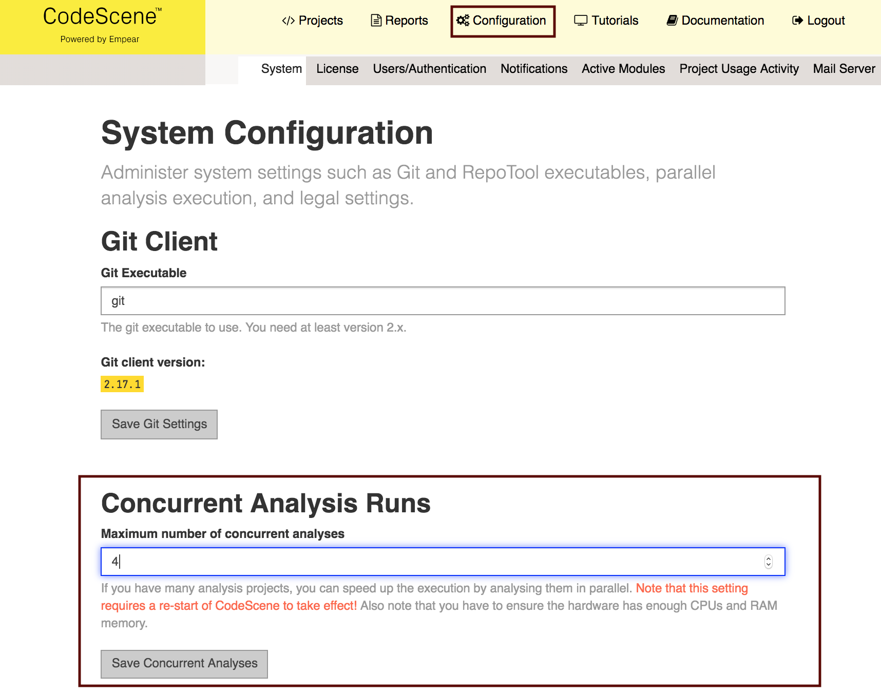 Configure the maximum number of concurrent analyses