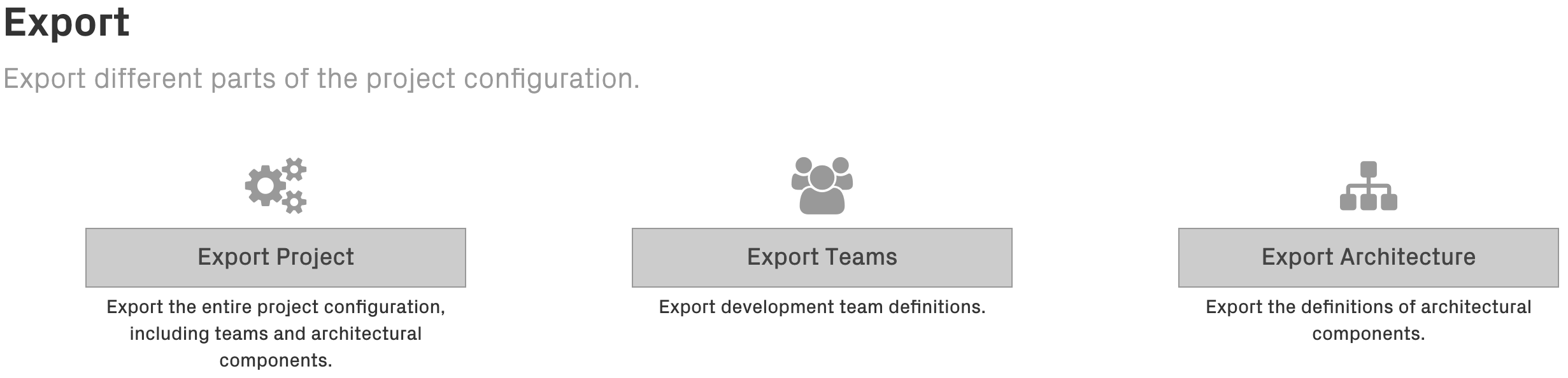 Export the project configuration to file