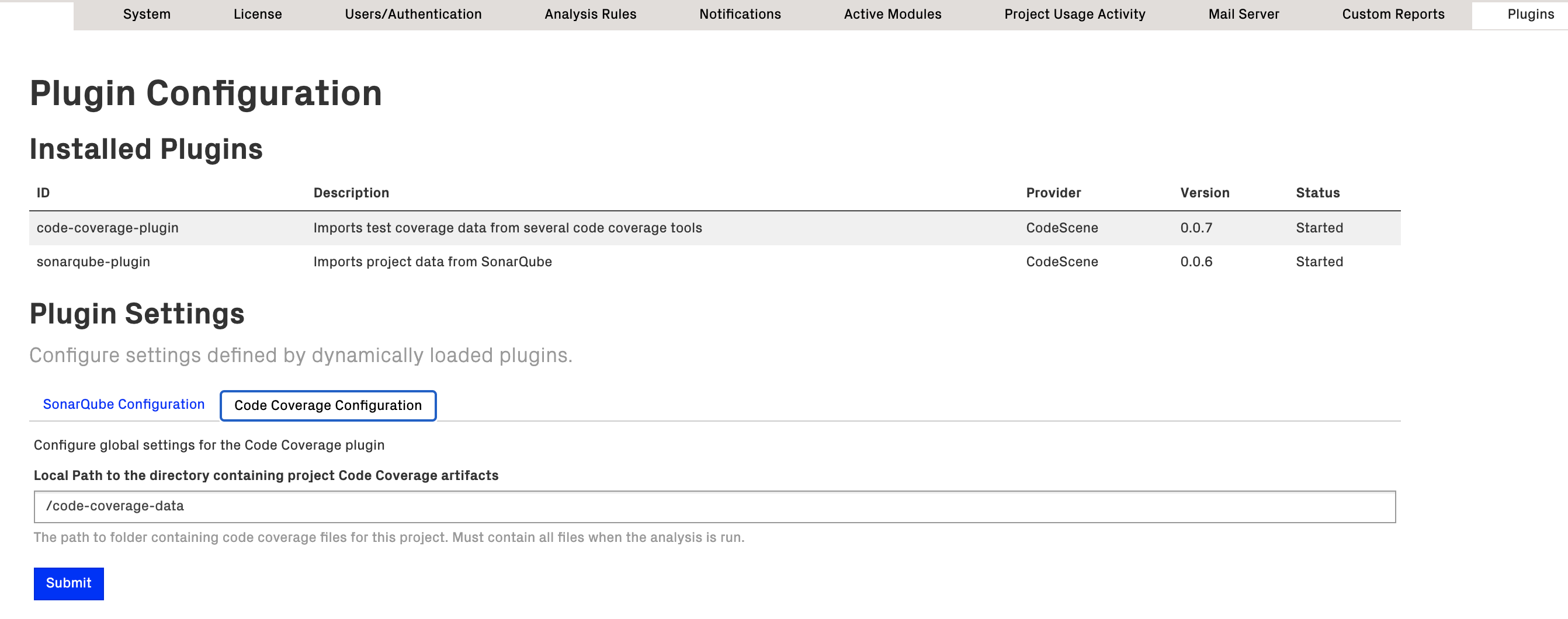 The root folder of all code coverage results is a global setting that applies across all CodeScene projects.