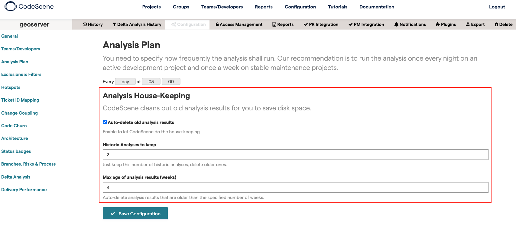 Configure house-keeping options.