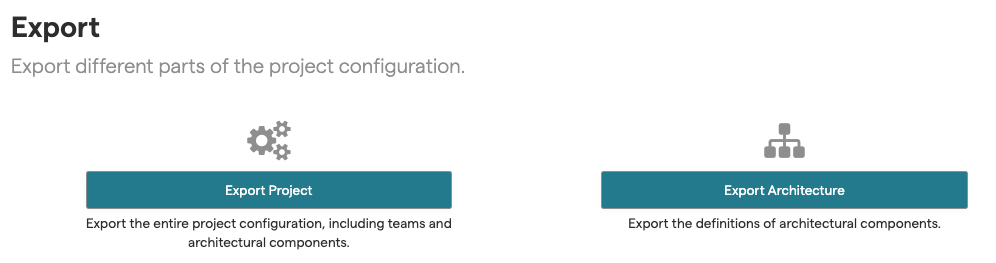 Export the project configuration to file