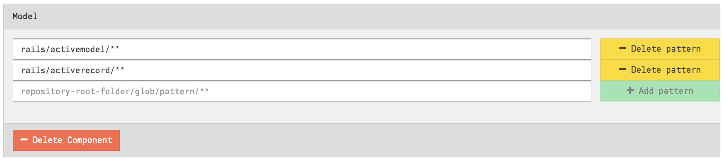 The form-based part of the Architectural Component Editor