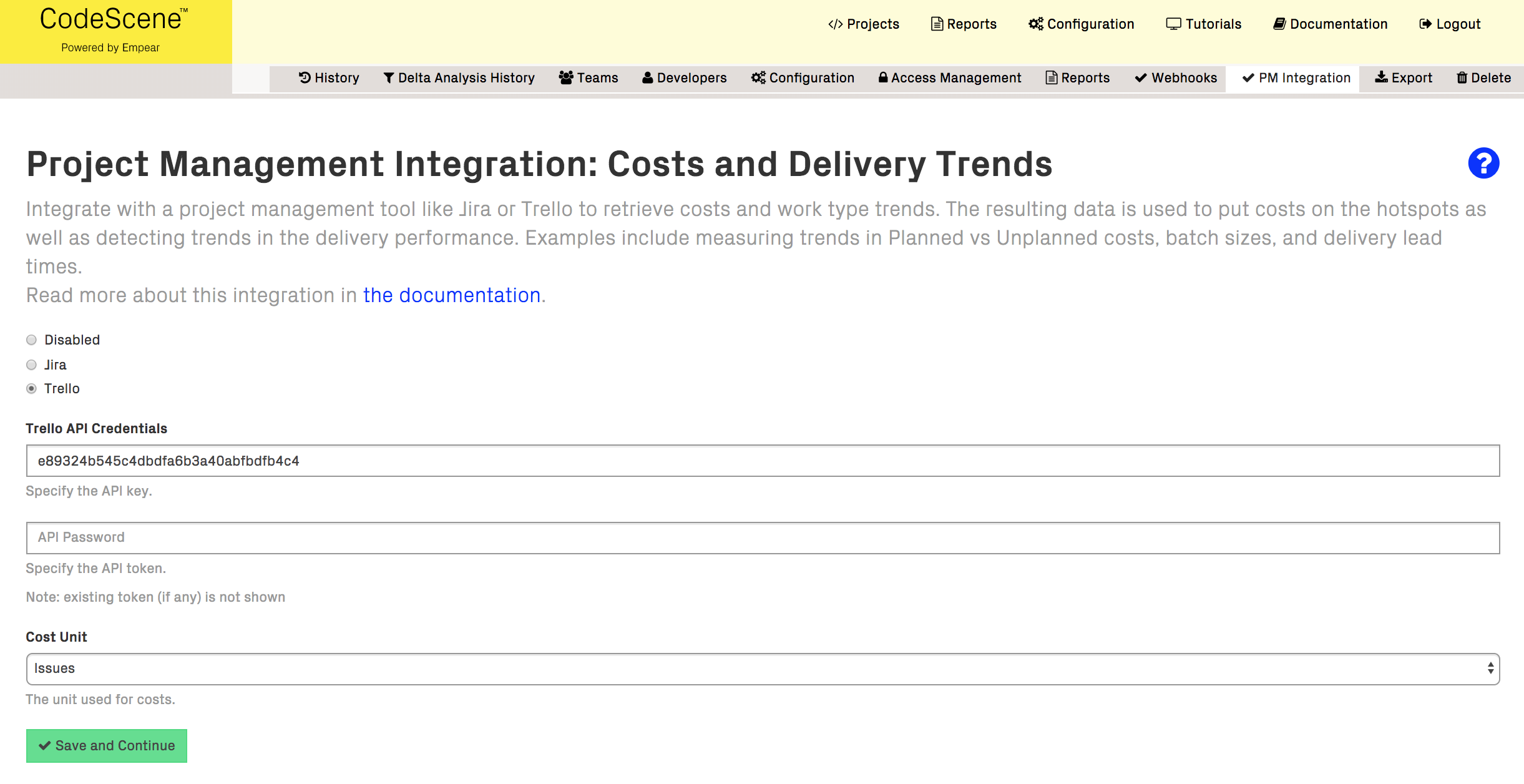 Configure the information you want to retrieve from Trello.