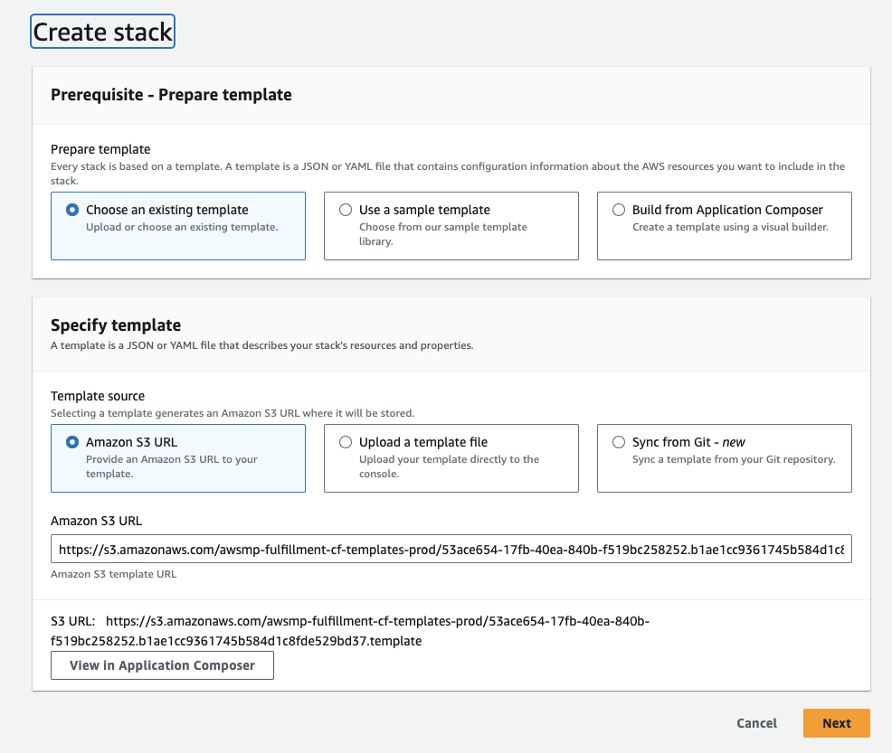 Proceed to launching the CloudFormation stack