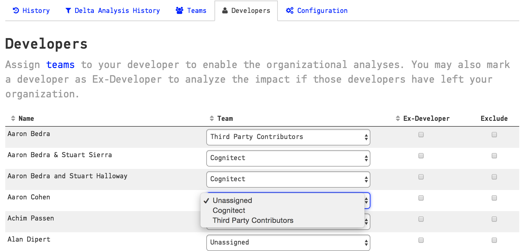 Clone developer information