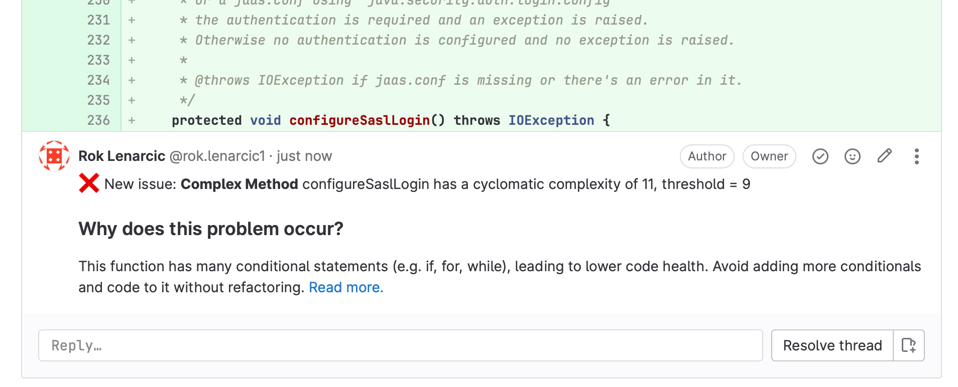 GitLab MR Discussion in changed file