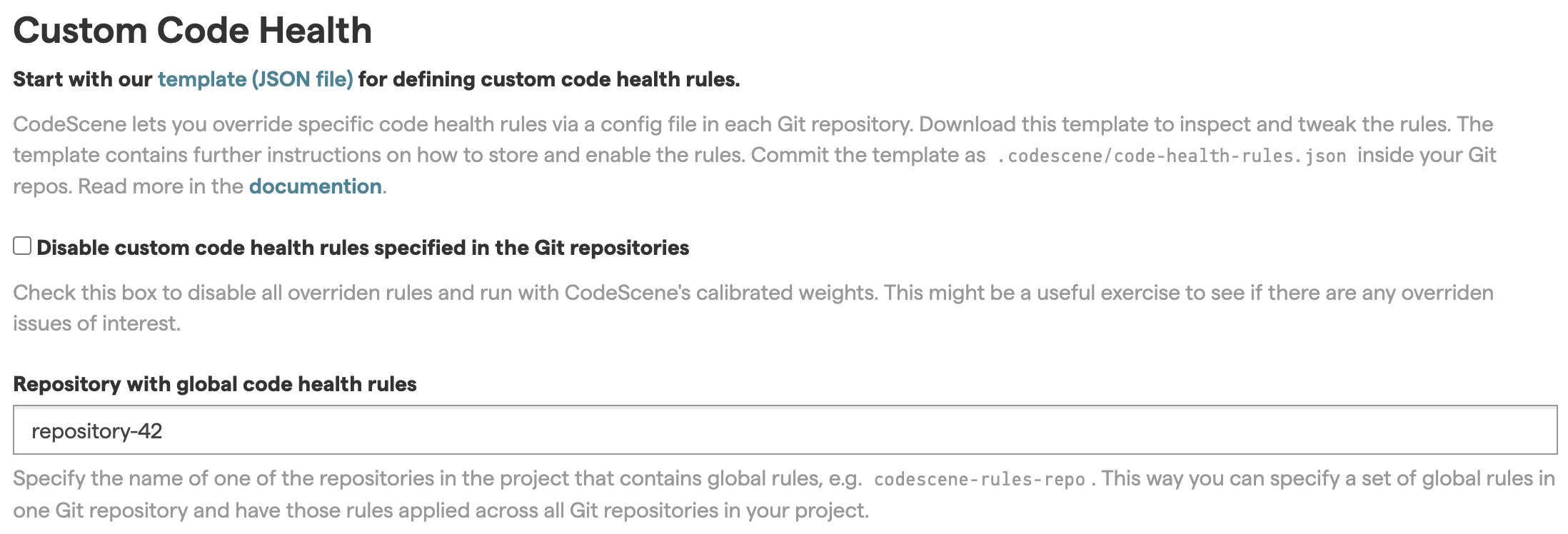 Use the 'Repository with global code health rules' field in the Hotspots tab. Enter the repository name of the repository containing the rules.