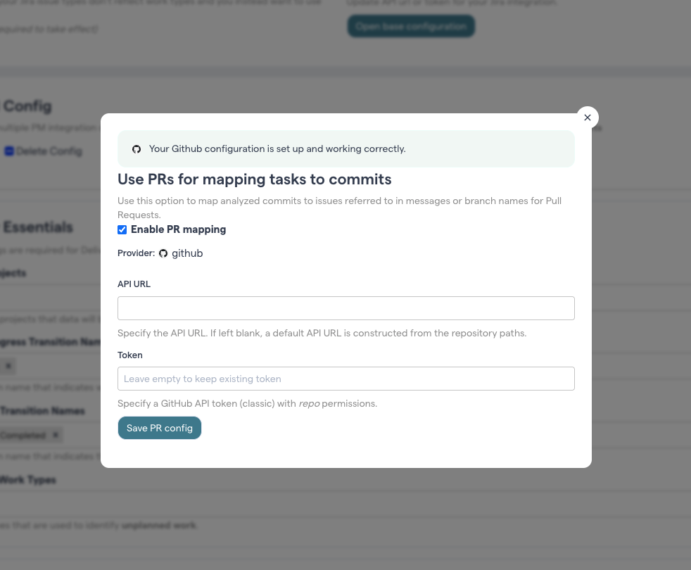 Configure you PR integration settings.
