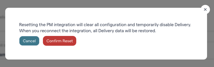 Use this option to reset the PM integration, and start over.